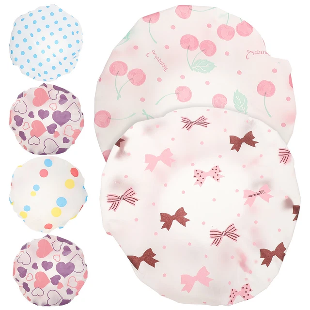 6 un. gorras de ducha de dibujos animados sombreros de baño con cinta elástica para niños y niñas