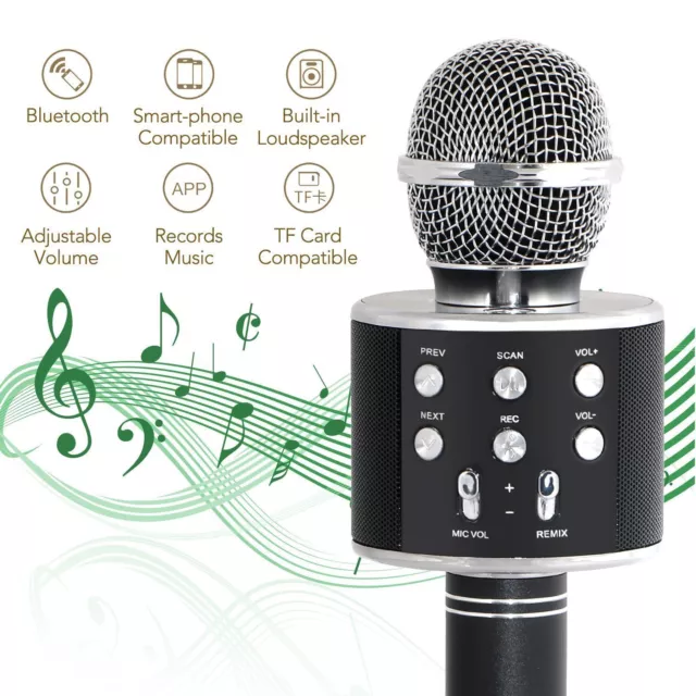 FISHOAKY Microphone Karaoké Bluetooth 4 en 1 Micro Enfant pour