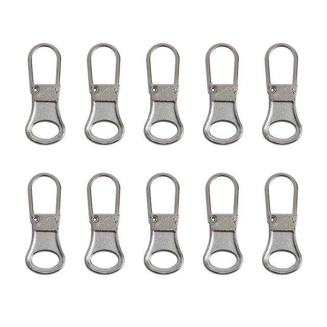10pcs Zipper Pull For Clothing Small Hole Jacket Boots Zinc Alloy Replacement