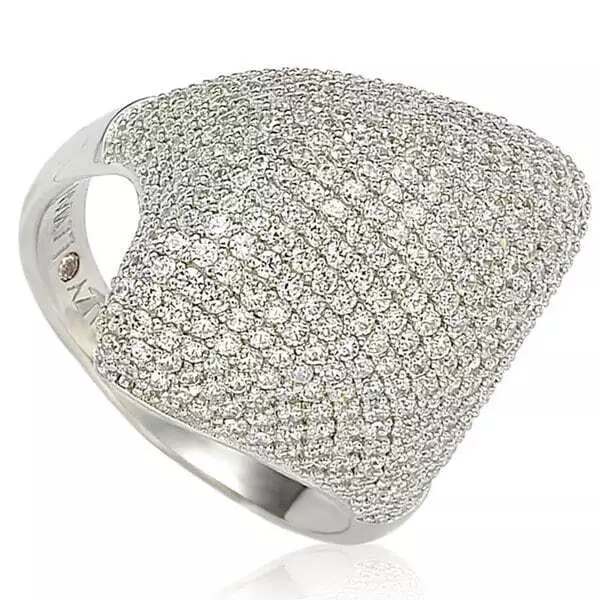 Suzy Levian Sterling Silver Pave Cubic Zirconia Pave Dome Ring Round