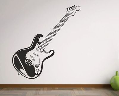Wandtattoo Wandsticker Wandaufkleber Schwarz Rock Schrift Gitarre 66 x 76 W236 