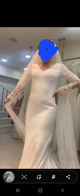 robe de mariée sirène longie blanche avec manches à dentelles,voile transparant
