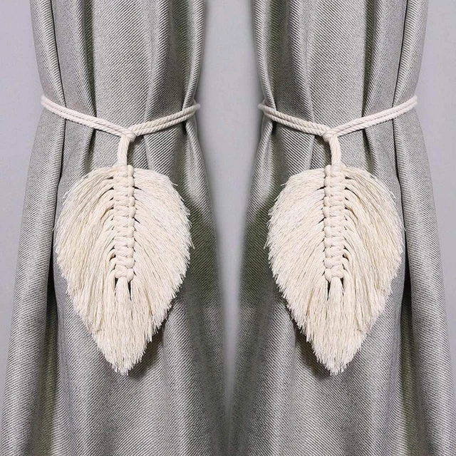 Beautiful Cotton Solid Tassel Leaf Ropes Curtain Holders Tieback pack of 2