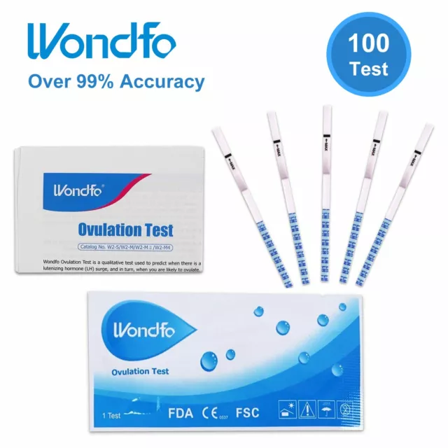 Wondfo 100 × Ovulation LH Test Strips Urine Fertility OPK Kit Over 99% Accurate 2