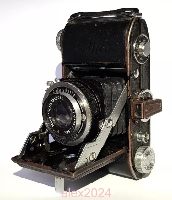 Cámara de película plegable Belca Beltica con lente Trioplan 2,9/50 mm 35 mm. Funcionando.