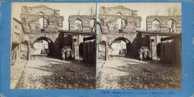France, Bordeaux, Ruines du Palais Gallien, vintage print, ca.1870, stéréo Tirag