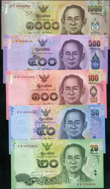 Thailand Set 5  Pcs 20 50 100 500 1000 BAHT 2017 COMM.P 130 131 132 133 134 UNC