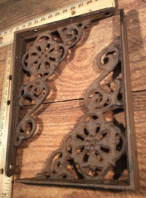 6 Shelf Brackets Cast Iron Rustic Antique Style 6-1/4x4-1/2 2