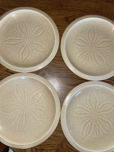 (4) Franciscan SEA SCULPTURES SAND 10 1/2" Sand Dollar Dinner Plates 3