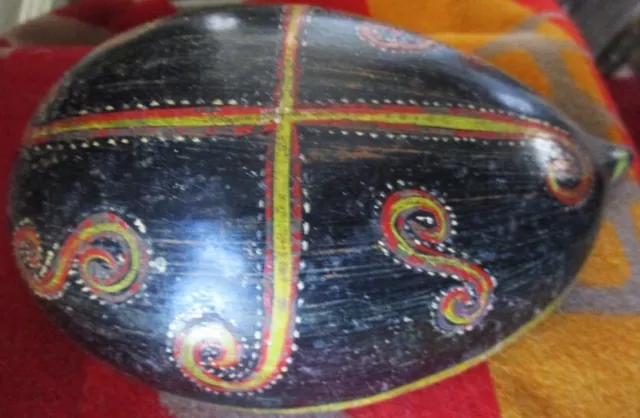 Antique Large Hand Painted Indigenous Designs Gourd Multicolor Abstract