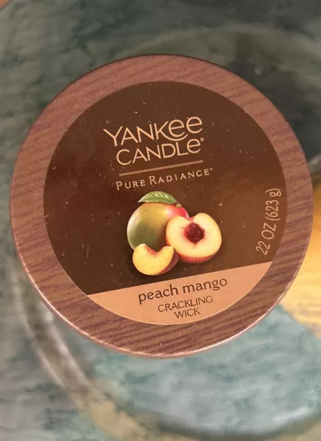 Yankee Candle Crackling Peach Mango Pure Radiance 22 oz Large Candle 2 pk- NEW