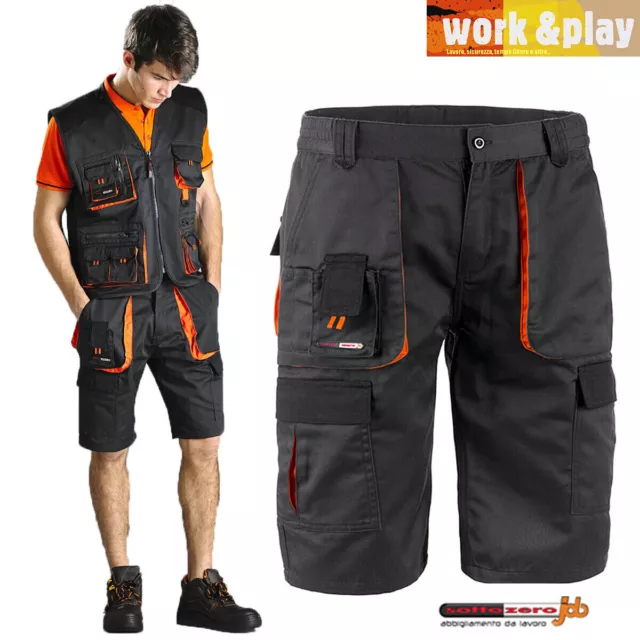 Pantaloncini da Lavoro bermuda pantaloni corti estivi short multitasche uomo SC