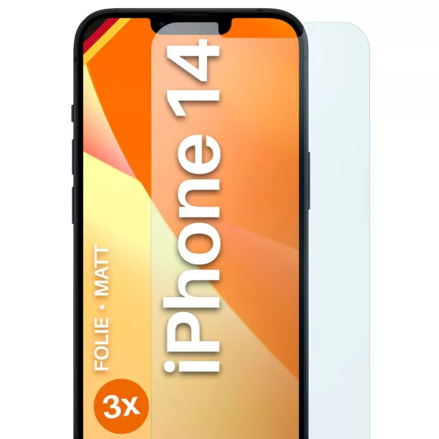 3x Schutzfolie Matt für Apple iPhone 14 Displayschutz Handyfolie 4H Anti Reflex
