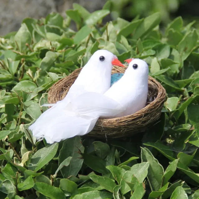 Künstliches Vogelnest entzückende Kunst Ornament Deko Fake White Taube mit Nest