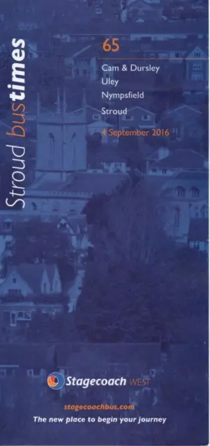 Stagecoach Bus Timetable - 65 - Cam & Dursley-Uley-Stroud - September 2016