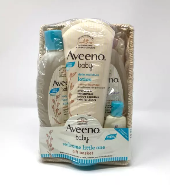 Aveeno Baby Welcome Little One Gift Set, 5 full-size pieces + Basket