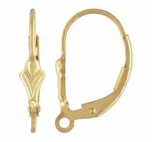 NEW Real 14K Yellow Gold Fleur-de-lis Lever Back Earring Top 1 Piece, Pair Or 12