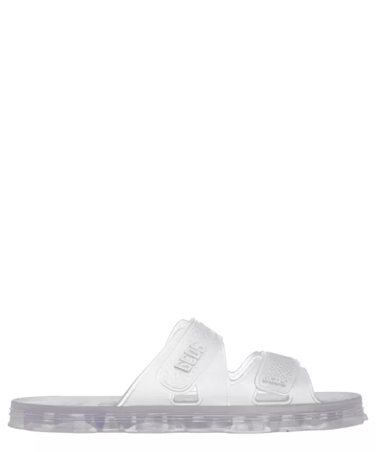 GCDS mule homme CC94M750082 logo Transparent Bianco slip on chaussure chausson