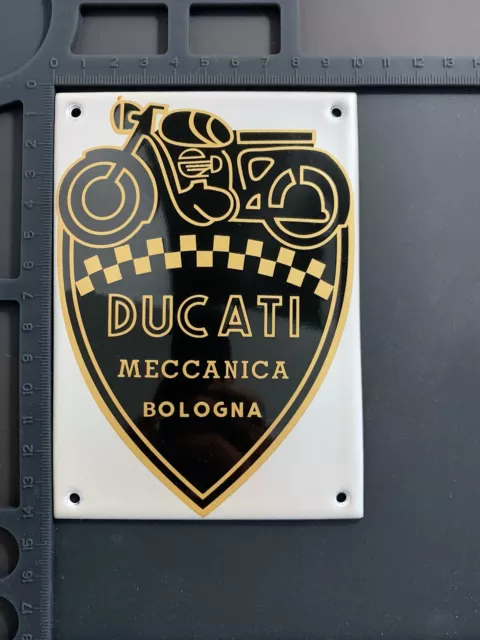 Ducati Meccanica Bologna Enamel Metal Garage Home Shop Plaque Plate Sign Tile