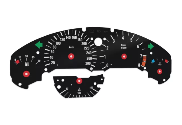 For BMW M3 E36 280km/h - Speedometer Dials from MPH to Km/h Cluster Gauges For BMW M3 E36 280km/h - Speedometer Dials from MPH to Km/h Cluster Gauges