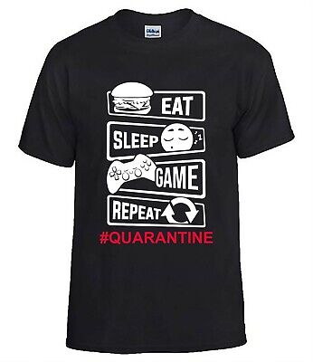Eat Sleep Gioco Ripetere Quarantena 2020 T-Shirt, Isolation/Social Distancing 2