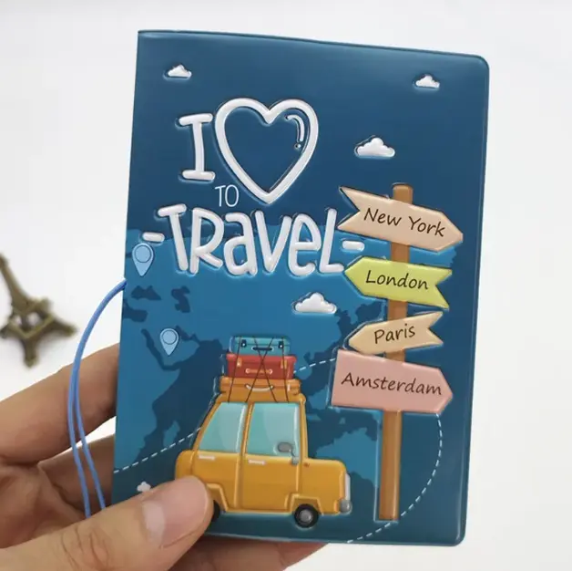 Cute Travel Accessories Passport Holder Print Leather Cover Case Card ID Handy