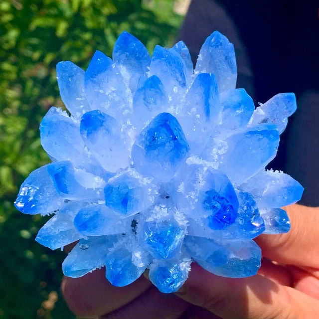 319G New Find sky blue Phantom Quartz Crystal Cluster Mineral Specimen Healing