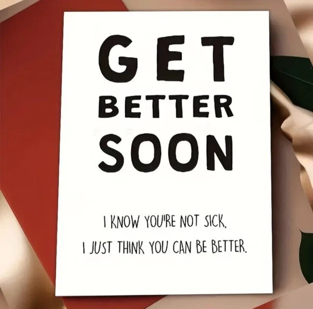 Tongue In Peach 'Get Well Soon' Karte – Witzige Genesungskarte Mit Sozialkritischem Spruch, A5, Matt