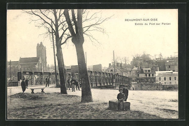 CPA Beaumont-sur-Oise, Entree du Pont sur Persan 1914