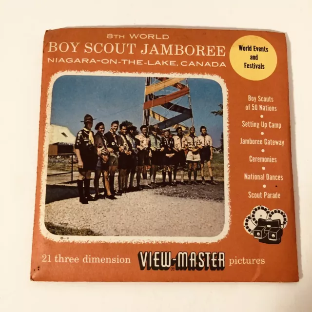 Sawyer's 435-A B & C 8th World Boy Scout Jamboree viewmaster 3 Reels Packet 1955