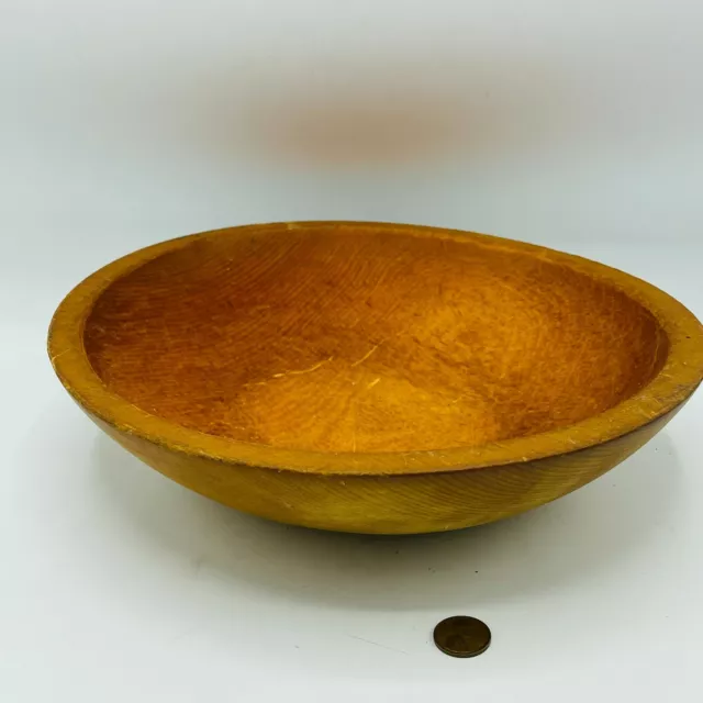 Munising Primitive 10" Hand Turned Wooden Dough Bowl Rustic Farmhouse Folk Art