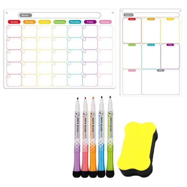 6 Carrés Magnétiques Blancs Colorés - Tableau Effaçable Pour Frigo Ou Bureau, 14.3x14.3 Cm