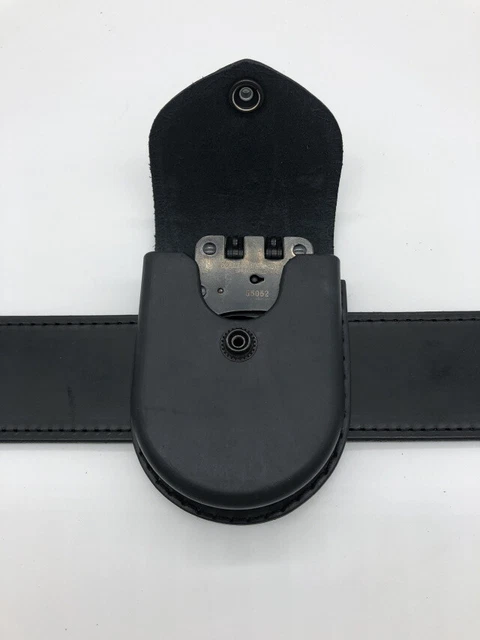 Perfect Fit 801 Economy Belt Slide Leather Black Snap Standard Handcuff Case