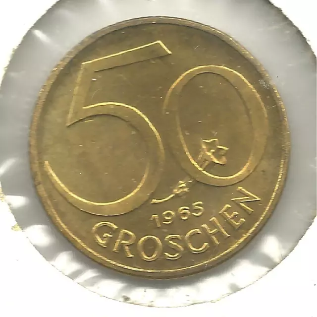 Very Nicely Detailed Great Looking Proof 1965 Austria 50 Groschen Coins!!-D209
