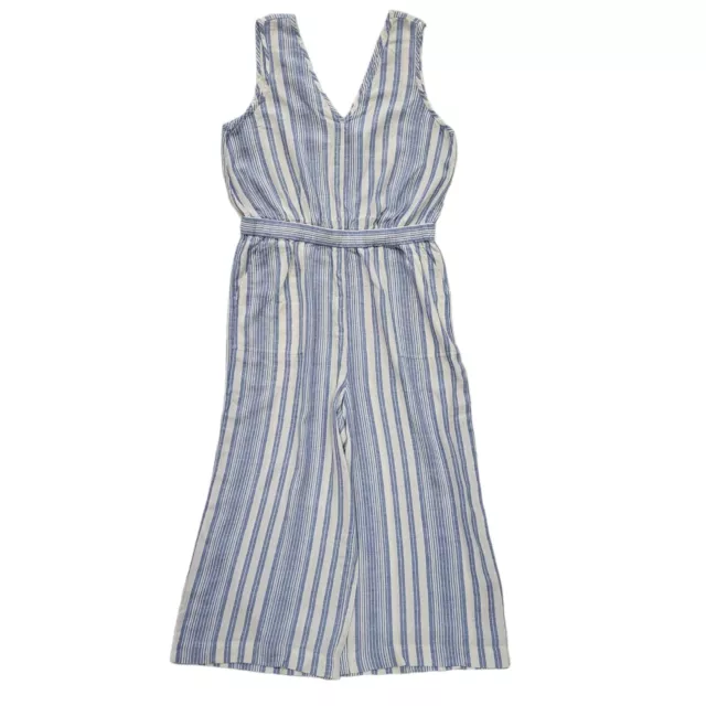 Dungaree in cotone a gambe larghe blu bianco Gap nuovo con etichette donna L W30-34 L23 L346