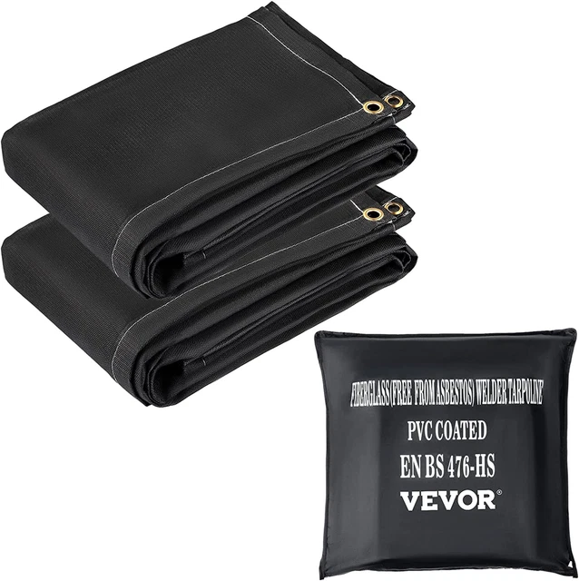 VEVOR 6x10FT Welding Blanket Fire Flame Retardant Fiberglass Grommets 2pcs