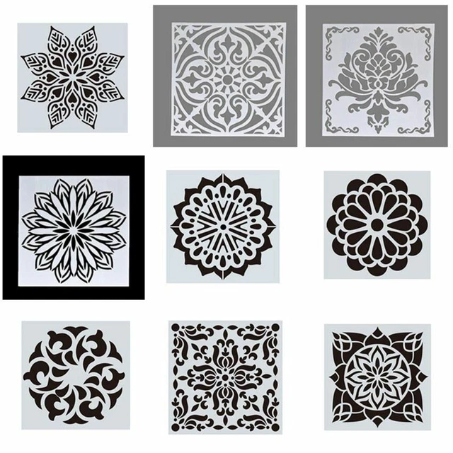 4 Piezas 15X15 Mandala Stencils Decoración Hogar Dibujo Corte Láser Pared Pesado