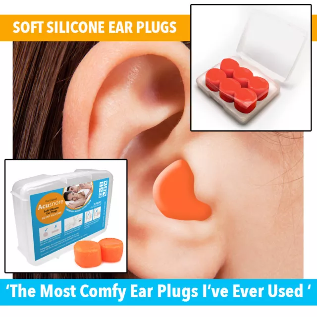 Acusnore Ear Plugs Soft Silicone Comfortable Adjustable Sleeping Aid Moldable UK 2