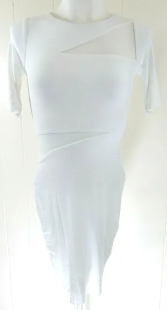 Bailey 44 Women's XS Dress Vanishing Point Sheer Panel Bodycon White EUC