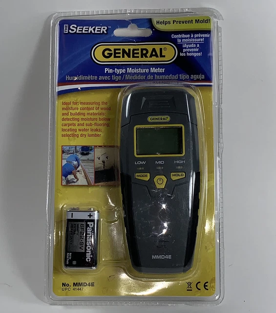 GENERAL TOOLS PINTYPE Moisture Meter MMD4E New SEALED LCD Display 21.