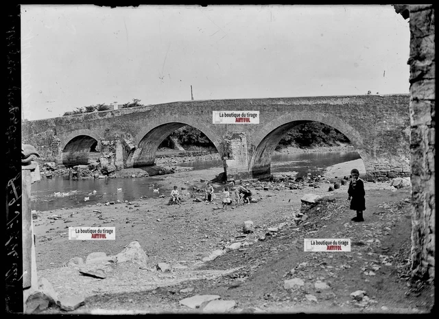 Photo ancienne verre négatif noir et blanc 13x18 cm Saint-Jean-De-Luz Socoa pont