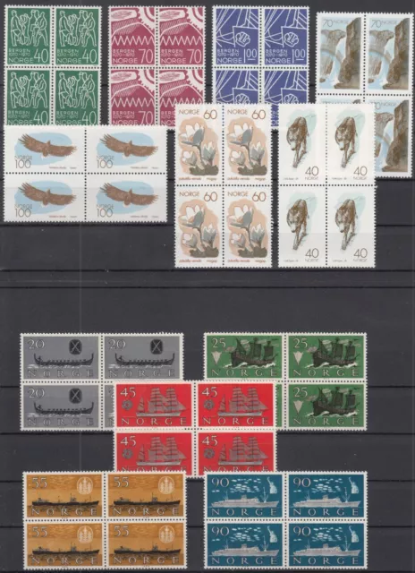 Iq16400/ Norway – 1960 / 1970 Mint Mnh Blocks Of 4 Selection - Cv 124 $