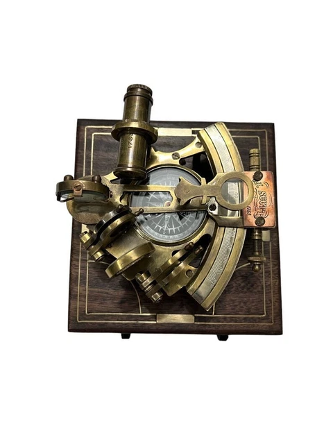 Ancien Sextant Marine En Laiton – Fonctionnel – Reproduction Vintage – Inde