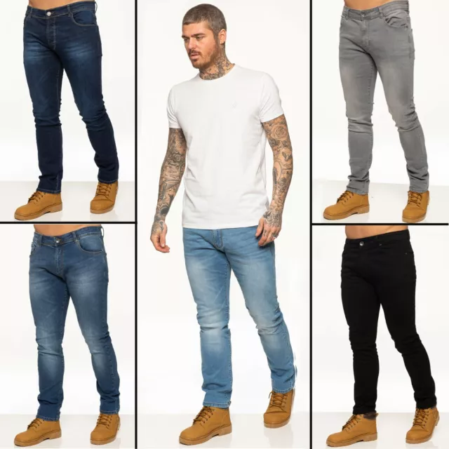 Enzo Jeans Hommes Slim Fit Stretch Skinny Pantalon Coton Tailles UK