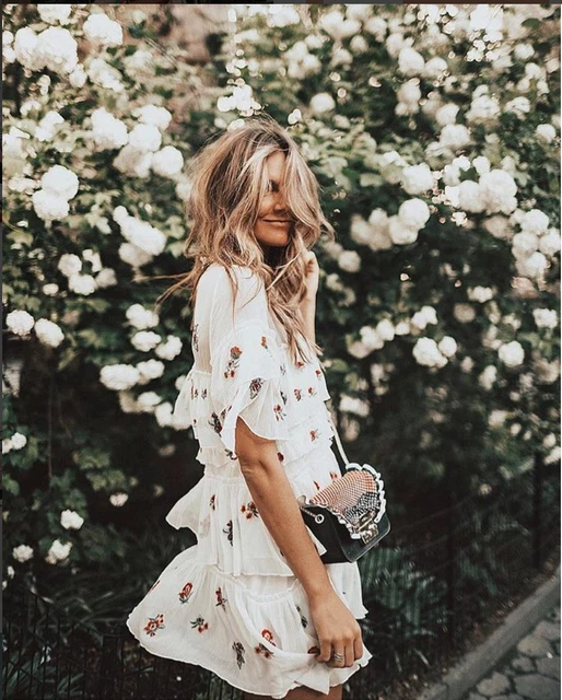ZARA SS 2017 EMBROIDERED MINI DRESS OFF-WHITE SIZE XS L Ref. 6895/070  $79.99 - PicClick