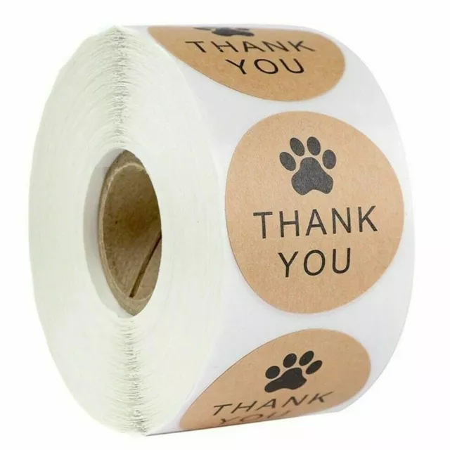 Round Thank You handgefertigt mit Liebe Etiketten Aufkleber Geschenk Haustier Hund Pfote Katze Tierarzt