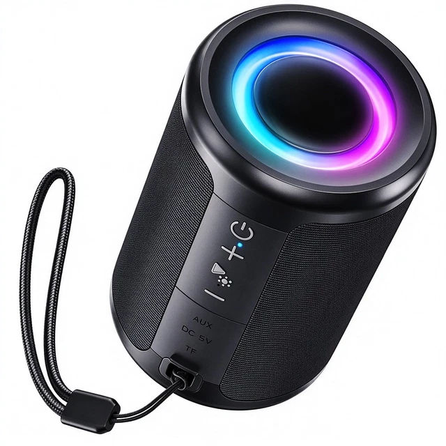 MINI WIRELESS BLUETOOTH Speaker RGB Beat Sync Light TWS Stereo TF AUX ...