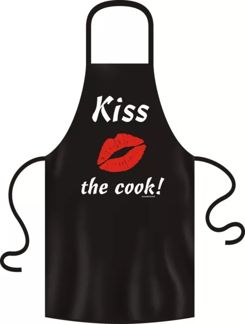 Divertidos Delantal de Cocina - Kiss El Cook - Fiesta Parrilla Negro Impreso