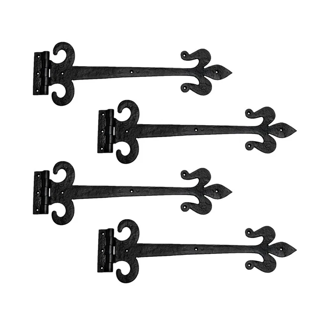 Black Wrought Iron Door Strap Hinge 18" L Flush Mount Set of 4 Renovators Supply