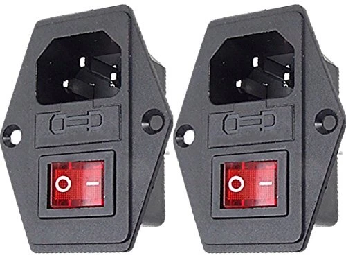 AC Power Socket With Switch & Fuse & Lamp,Chassis/Panel Mount 2 Pack